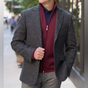 Harris Tweed Solid Sport Coat heathered Autumn Fall Sz 38S | Canada 🍁
